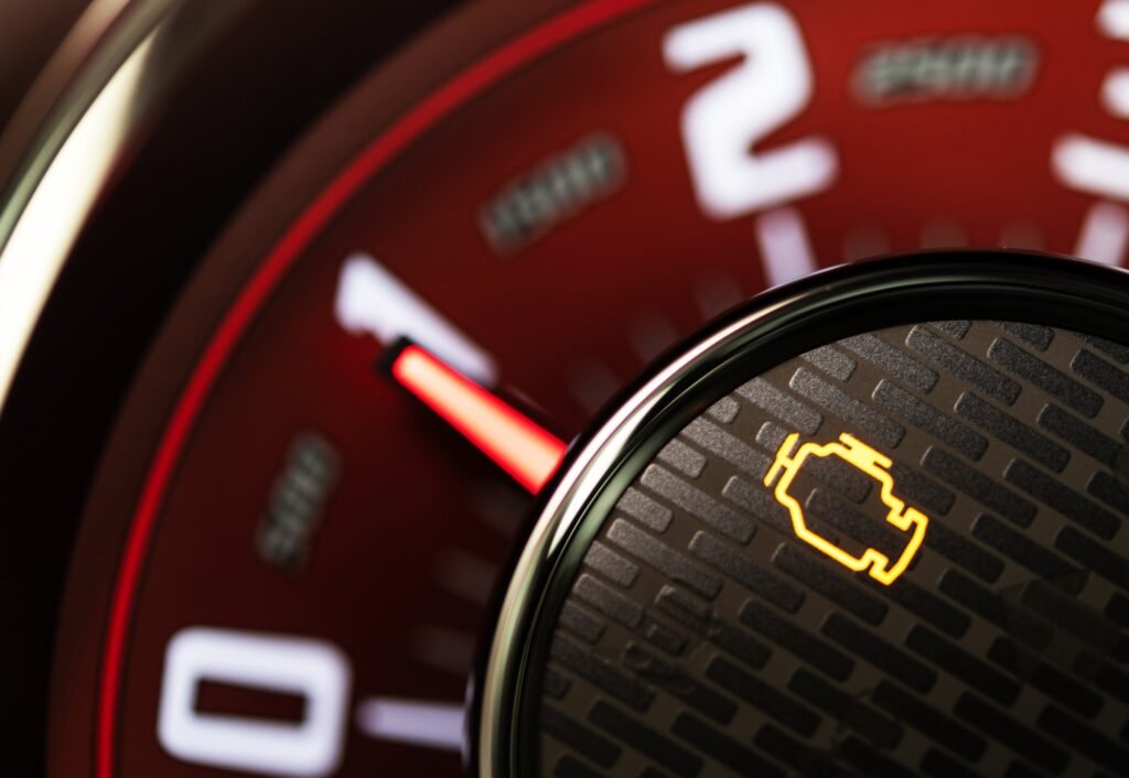car combustion engine check engine error close up
